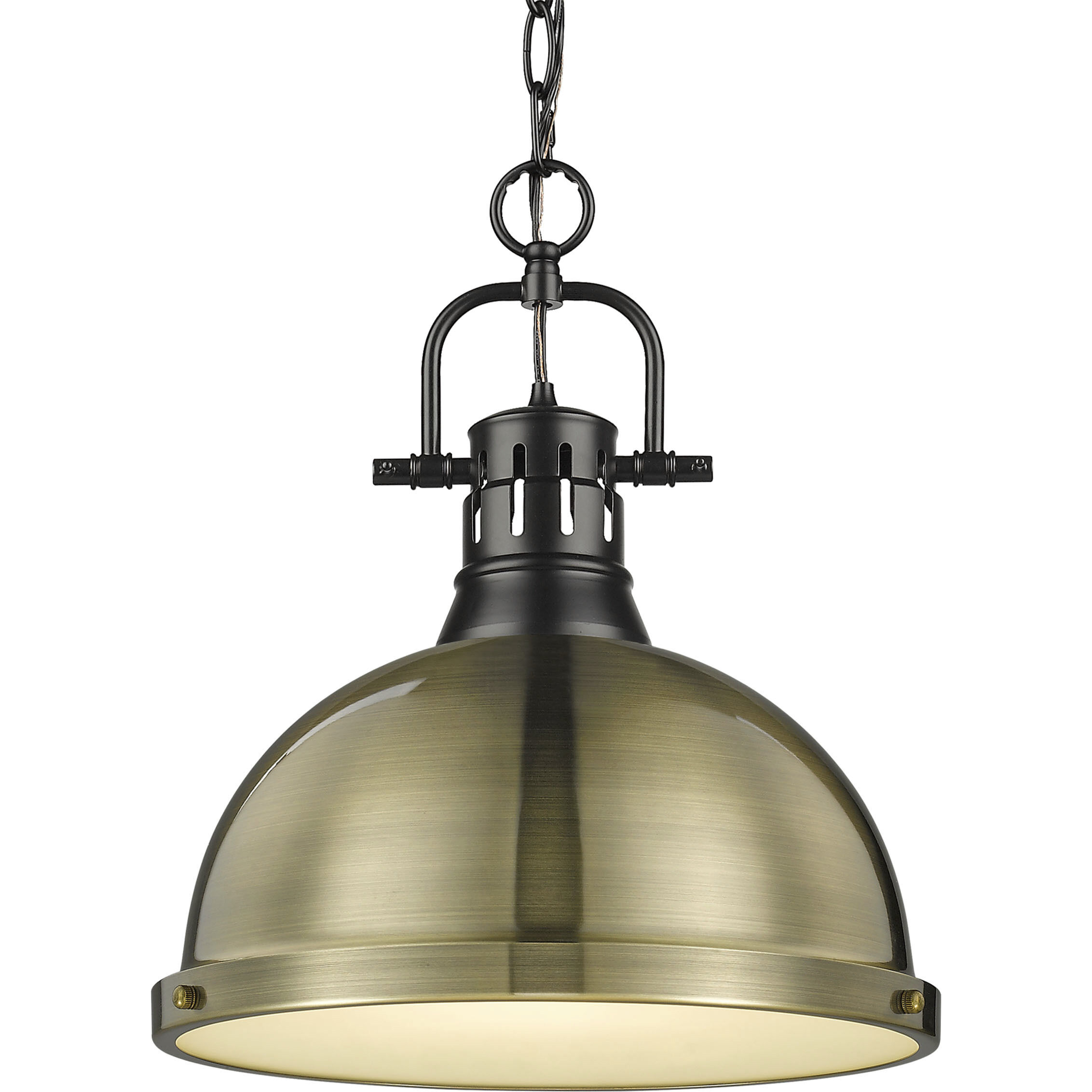 Yep Duncan 1 Light 14 inch Matte Black Pendant Ceiling Light in Aged Brass, Large