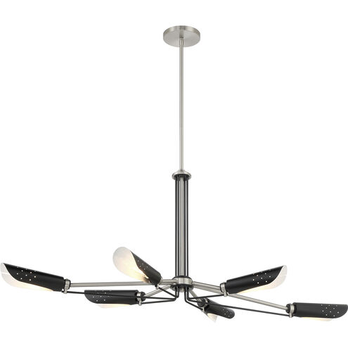 Turbine 6 Light 44 inch Coal With Brushed Nickel Island Light Ceiling Light