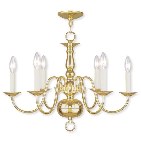 Williamsburgh 6 Light 24 inch Polished Brass Chandelier Ceiling Light
