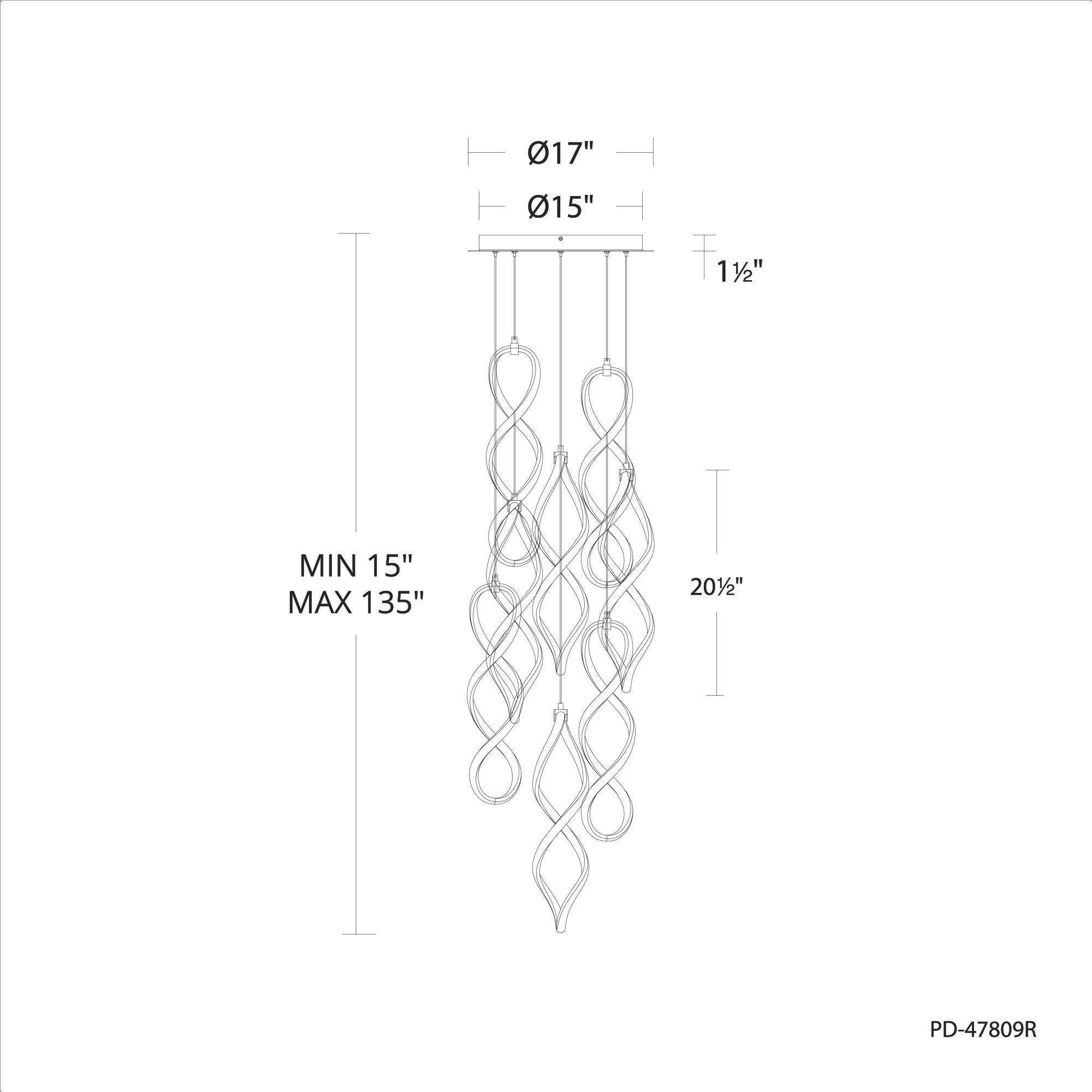 Interlace LED 17 inch Chrome Multi-Light Pendant Ceiling Light, dweLED