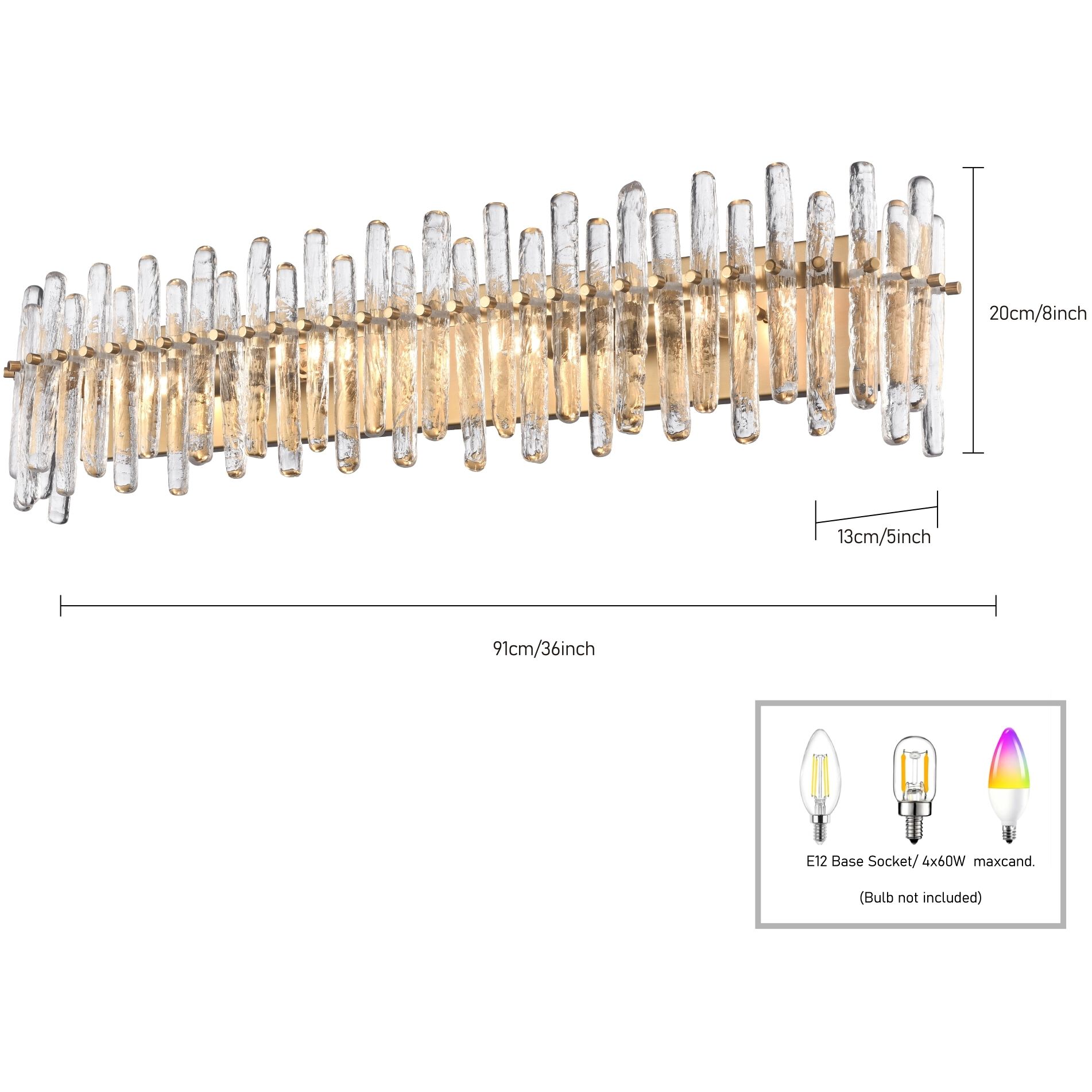 Icicles 4 Light 36 inch Satin Brass Bath Vanity Wall Light