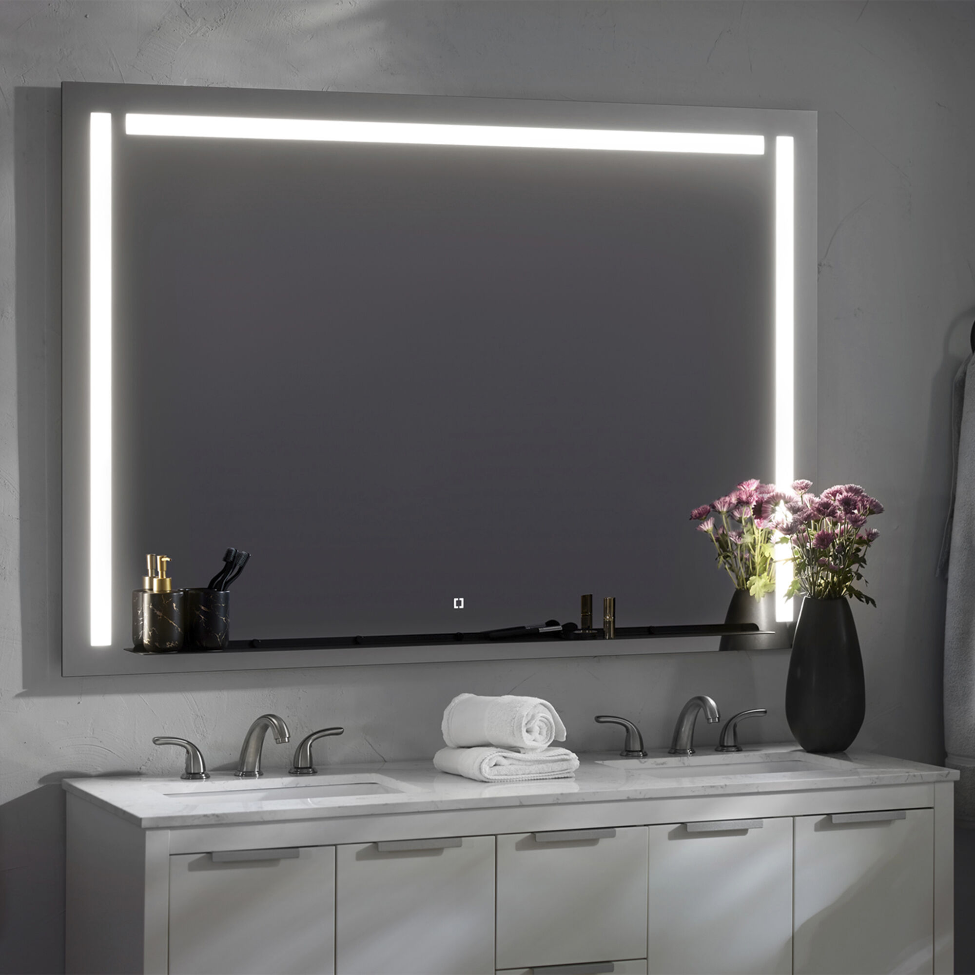 Skylight 36 X 36 inch Black LED Lighted Mirror, Vanita by Oxygen