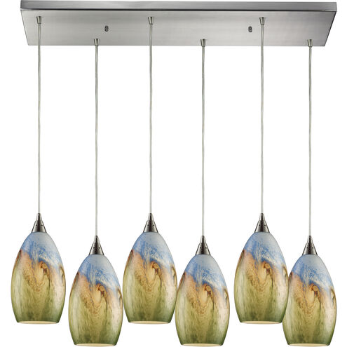 Geologic 6 Light 30 inch Satin Nickel Multi Pendant Ceiling Light, Configurable