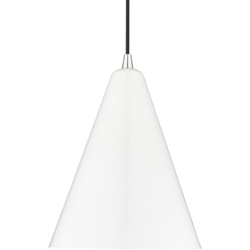 Dulce 1 Light 10 inch Shiny White with Polished Chrome Accents Pendant Ceiling Light