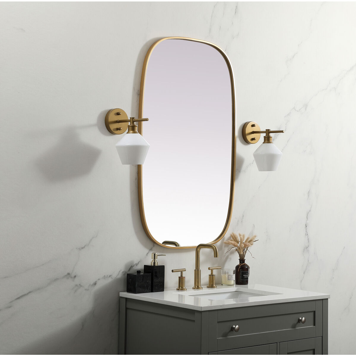 Brynn 40 X 24 inch Brass Mirror in 24 x 40