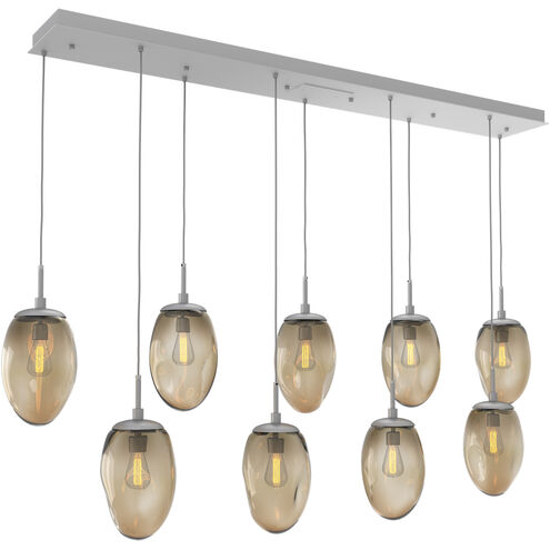 Meteo Incandescent 9 Light Classic Silver Linear Pendant Ceiling Light in Bronze, Multi-Pendant