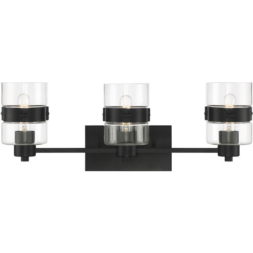 Midnight LA 3 Light 25 inch Matte Black Vanity Light Wall Light