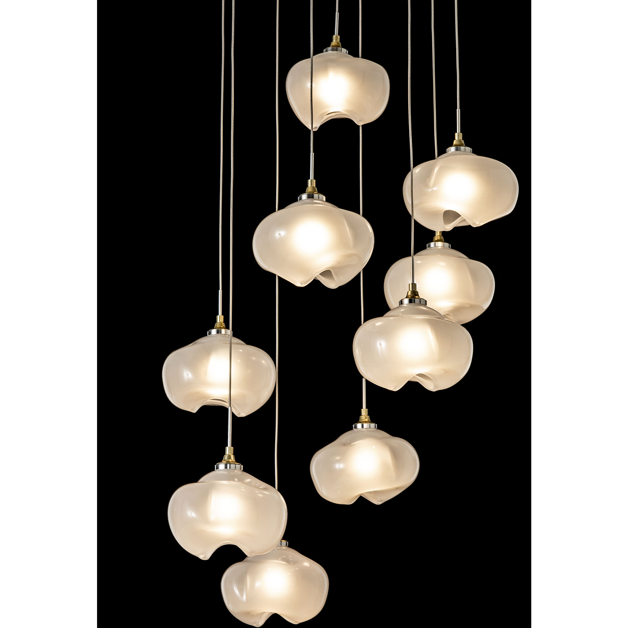 Ume 9 Light 20.5 inch Modern Brass Pendant Ceiling Light in Frosted, Round