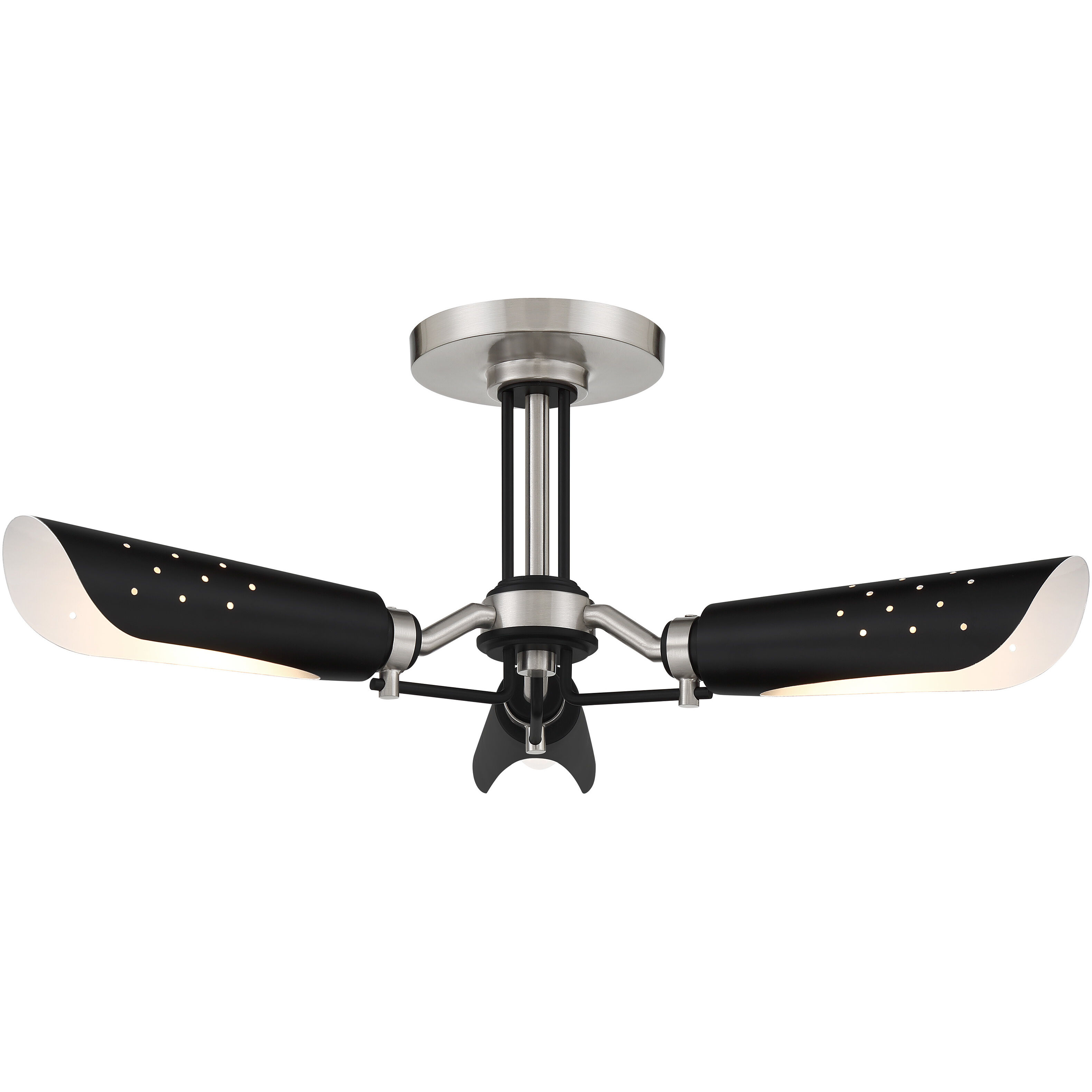 Turbine 3 Light 22 inch Coal With Brushed Nickel Semi Flush Ceiling Light
