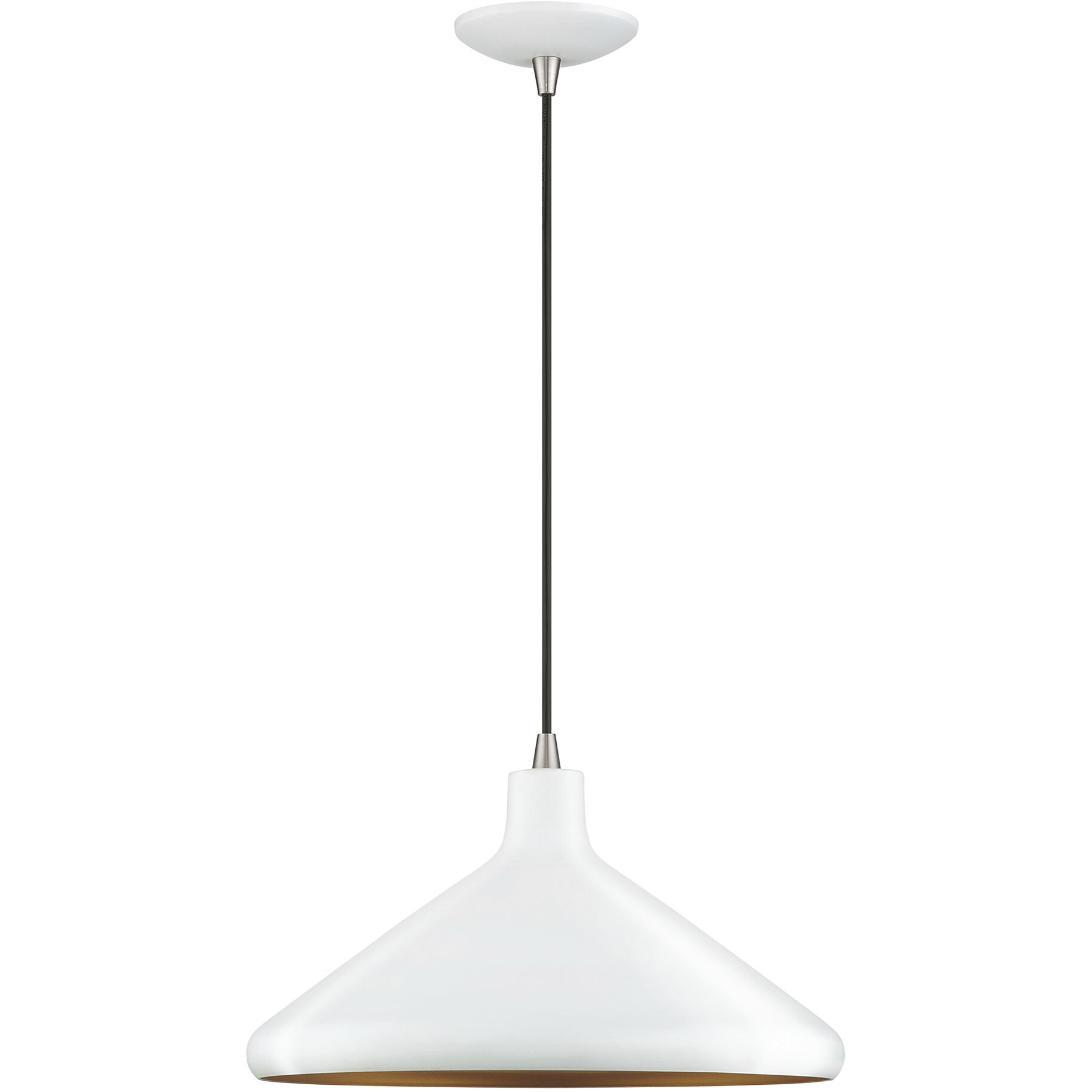 Geneva 1 Light 15.25 inch White with Brushed Nickel Accents Pendant Ceiling Light