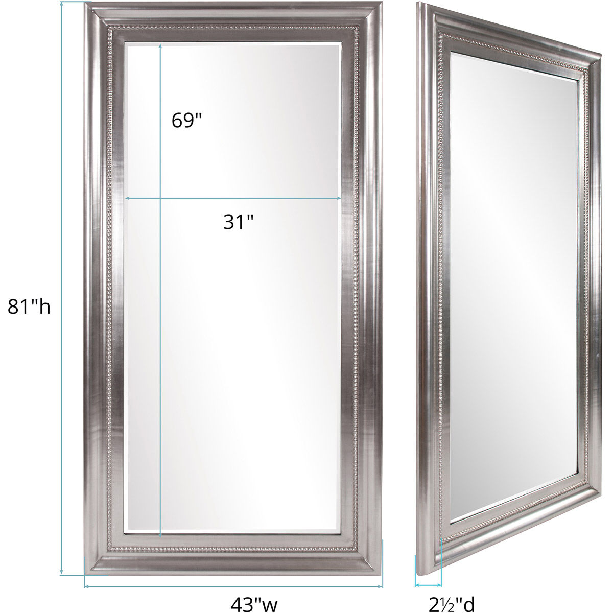 Marla 81 X 43 inch Bright Silver Leaf Wall Mirror