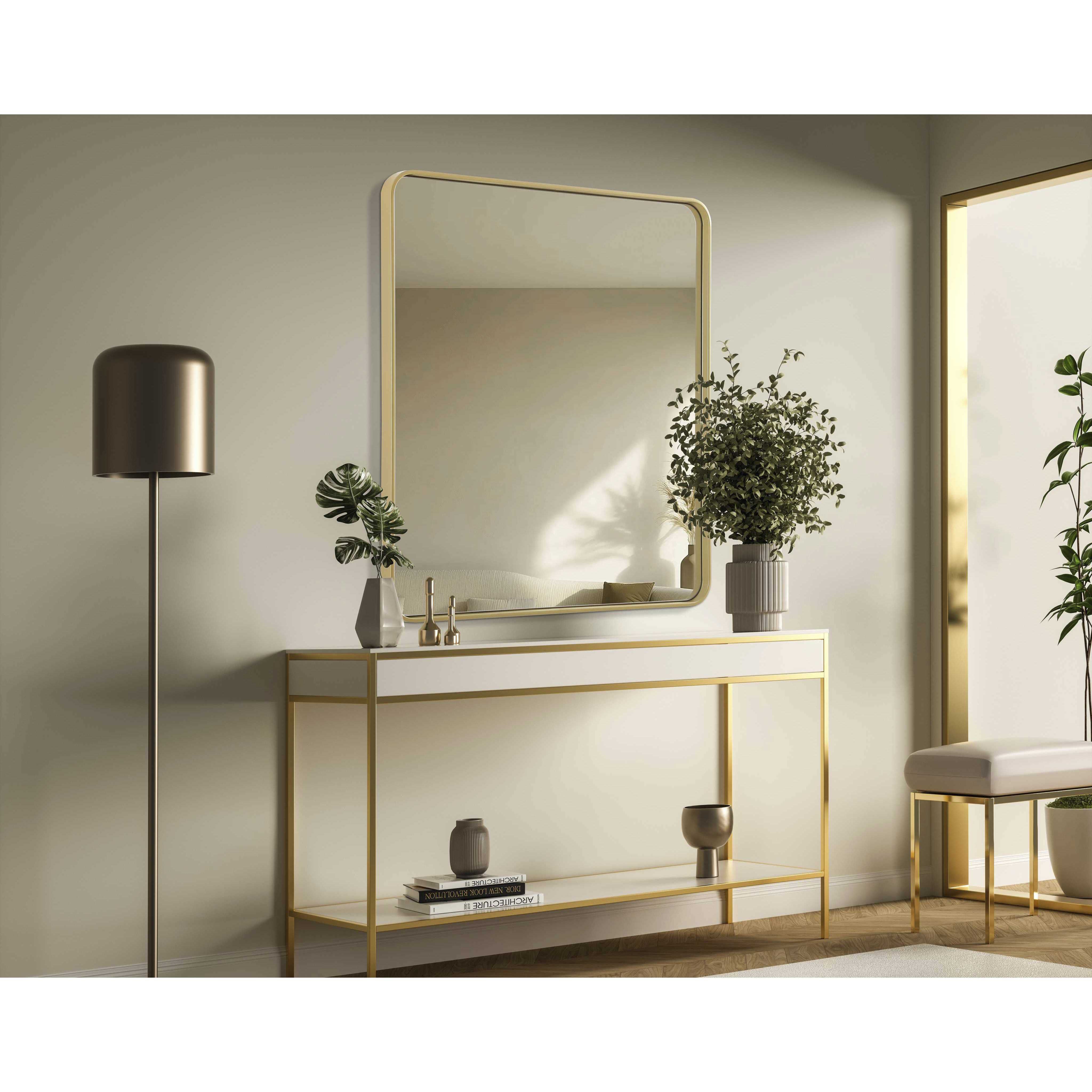 Remy 40 X 36 inch Brass Mirror