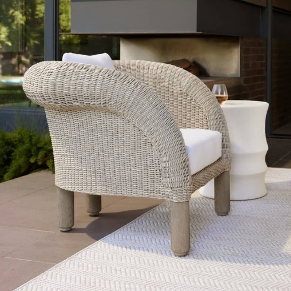 Fielder Pearl and Dune with Wheat Outdoor Lounge Chair