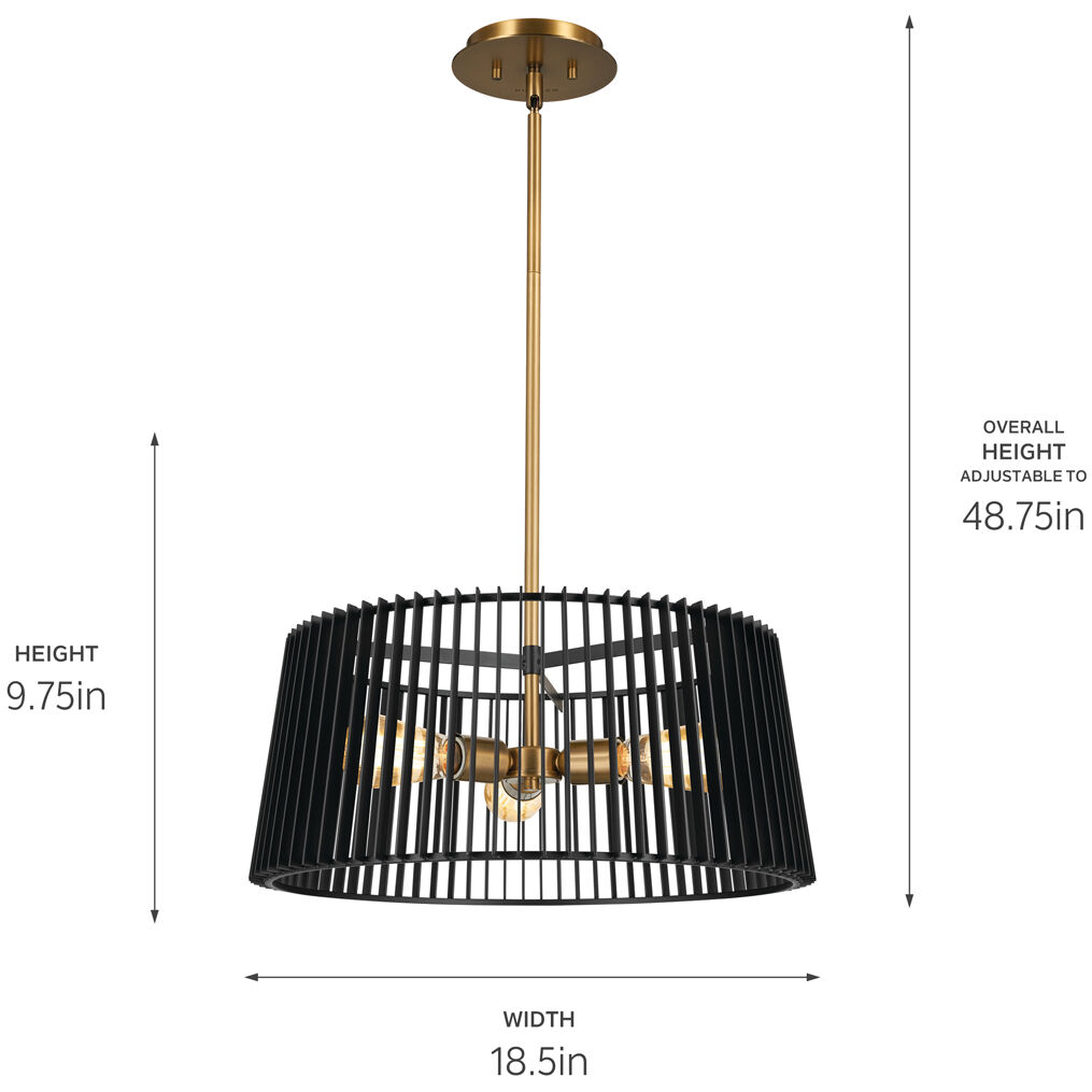 Linara 3 Light 18.5 inch Black Pendant Ceiling Light