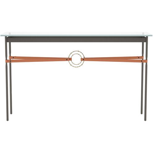 Equus 54 X 14 inch Dark Smoke and Soft Gold Console Table in Leather Chestnut, Dark Smoke/Soft Gold