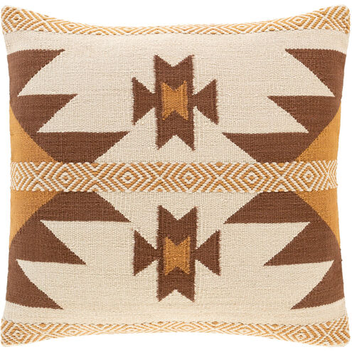 Andrea 18 X 18 inch Cream/Dark Brown/Camel Pillow Cover, Square