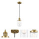 Franklin Restoration Dover 1 Light 5 inch Brushed Brass Mini Pendant Ceiling Light in Clear Glass, Franklin Restoration