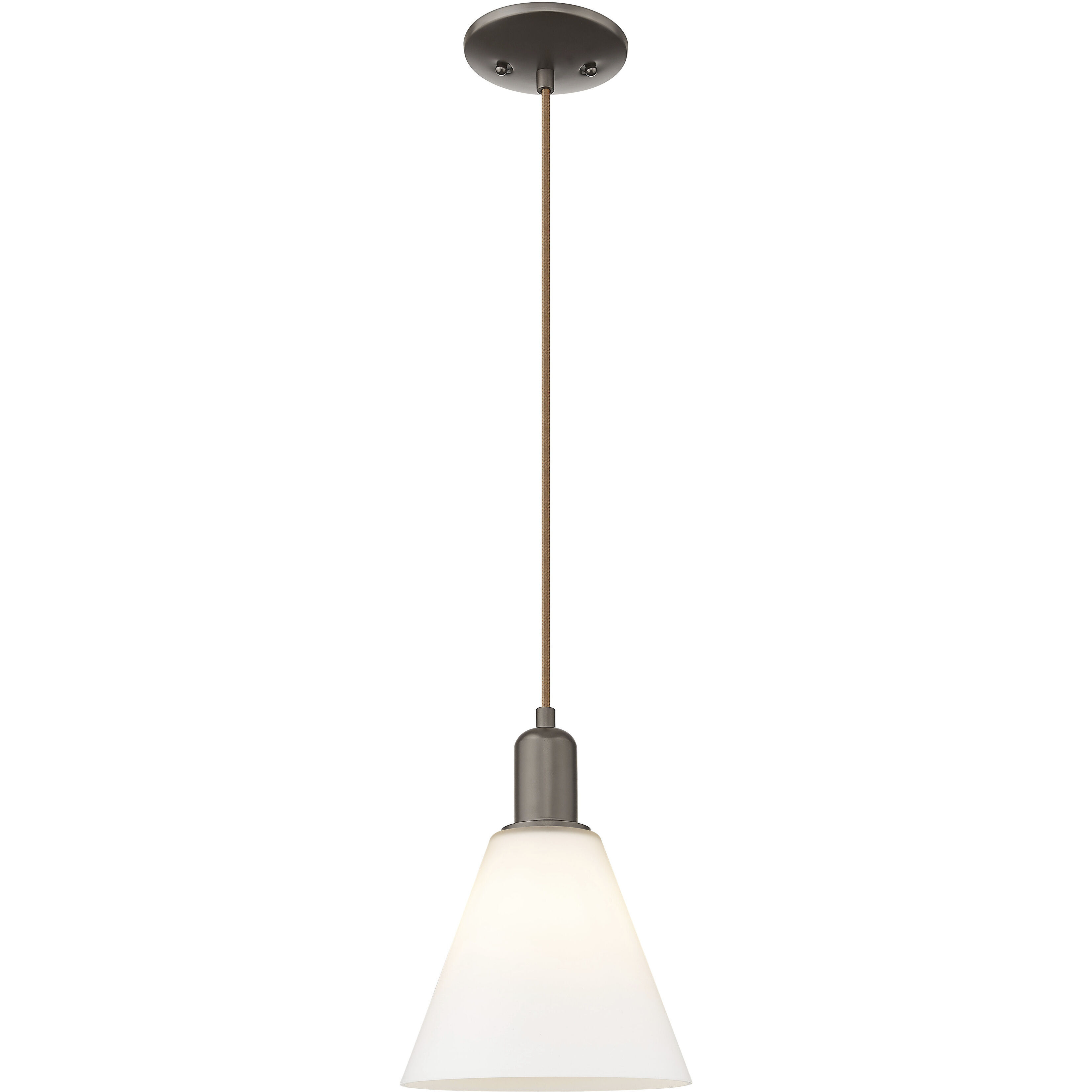 Arcadia Berkshire Glass 1 Light 8 inch Oil Rubbed Bronze Mini Pendant Ceiling Light in Matte White