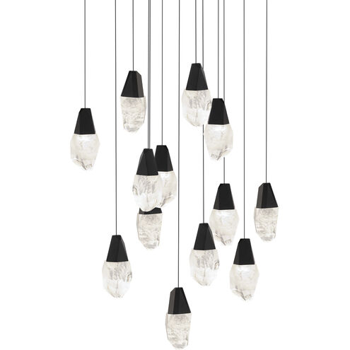 Beyond Martini LED 20 inch Black Multi-Light Pendant Ceiling Light in Optic, Square Canopy