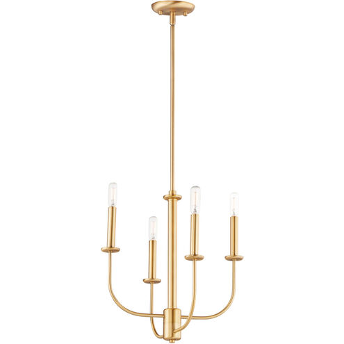 Wesley 4 Light 16 inch Satin Brass Chandelier Ceiling Light