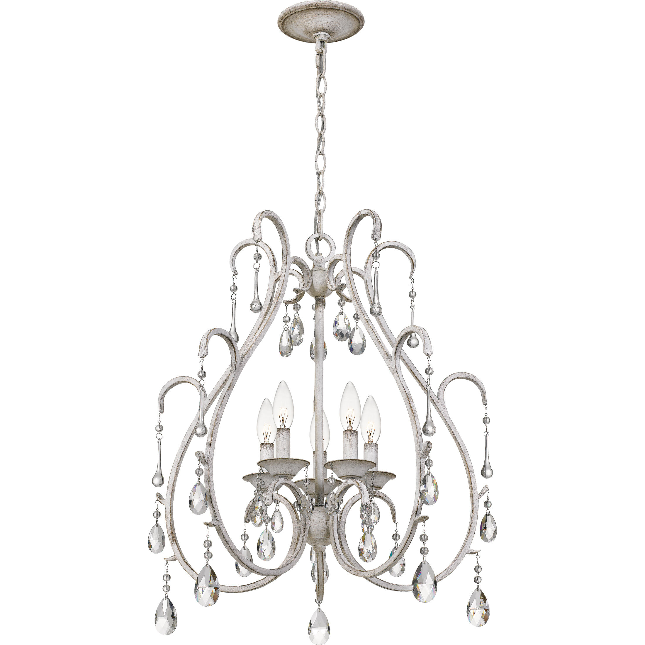 Blanca 5 Light 23 inch Antique White Mini Chandelier Ceiling Light