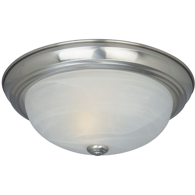 Decorative 2 Light 11 inch Satin Platinum Flushmount Ceiling Light in White Alabaster, Small