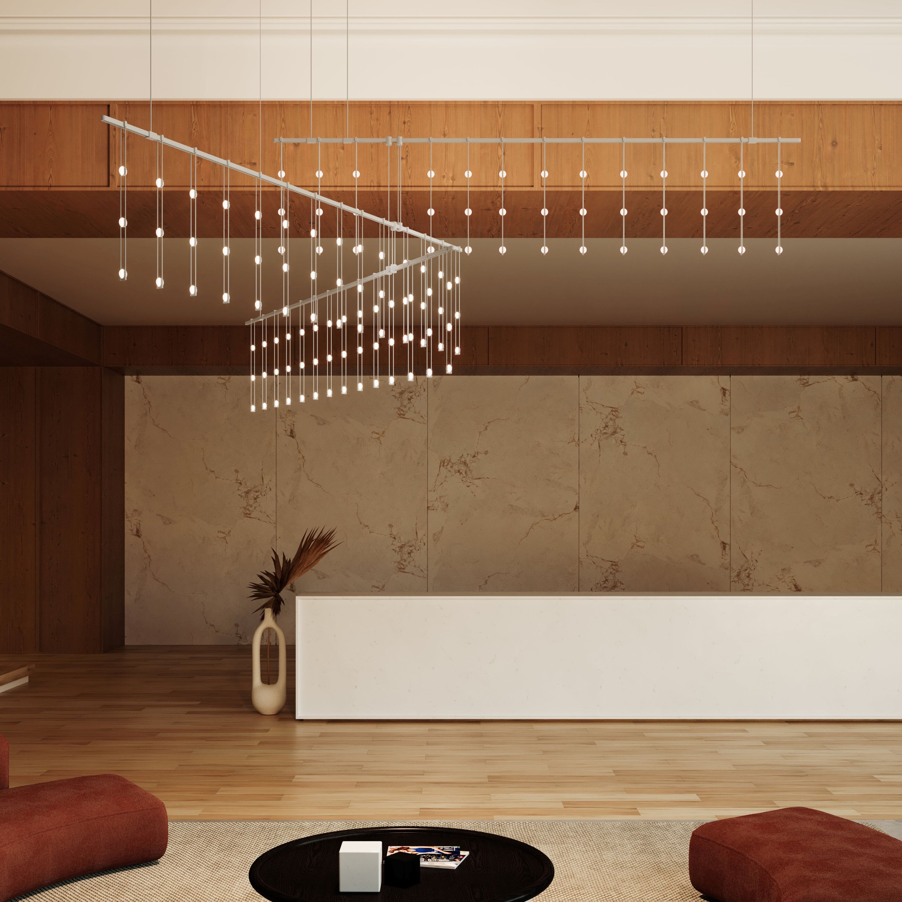 Suspenders LED 82.5 inch Satin White and Clear Chandelier Ceiling Light