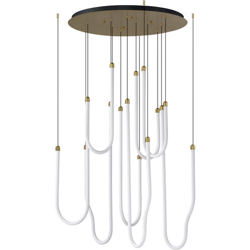 Soleil LED 35.5 inch Natural Aged Brass Multi-Light Pendant Ceiling Light