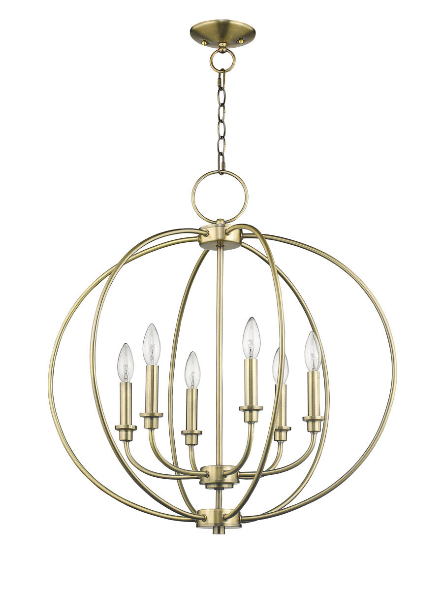 Milania 6 Light 25 inch Antique Brass Chandelier Ceiling Light