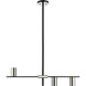 Calumet 3 Light 32 inch Matte Black and Polished Nickel Linear Chandelier Ceiling Light