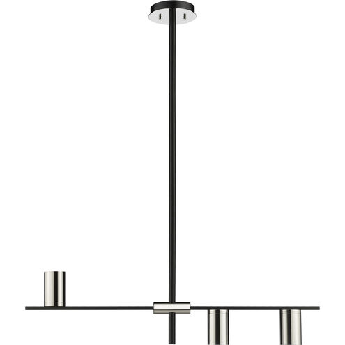 Calumet 3 Light 32 inch Matte Black and Polished Nickel Linear Chandelier Ceiling Light