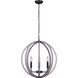 Armelle 4 Light 19.75 inch Black/Grey/Faux Wood Pendant Ceiling Light
