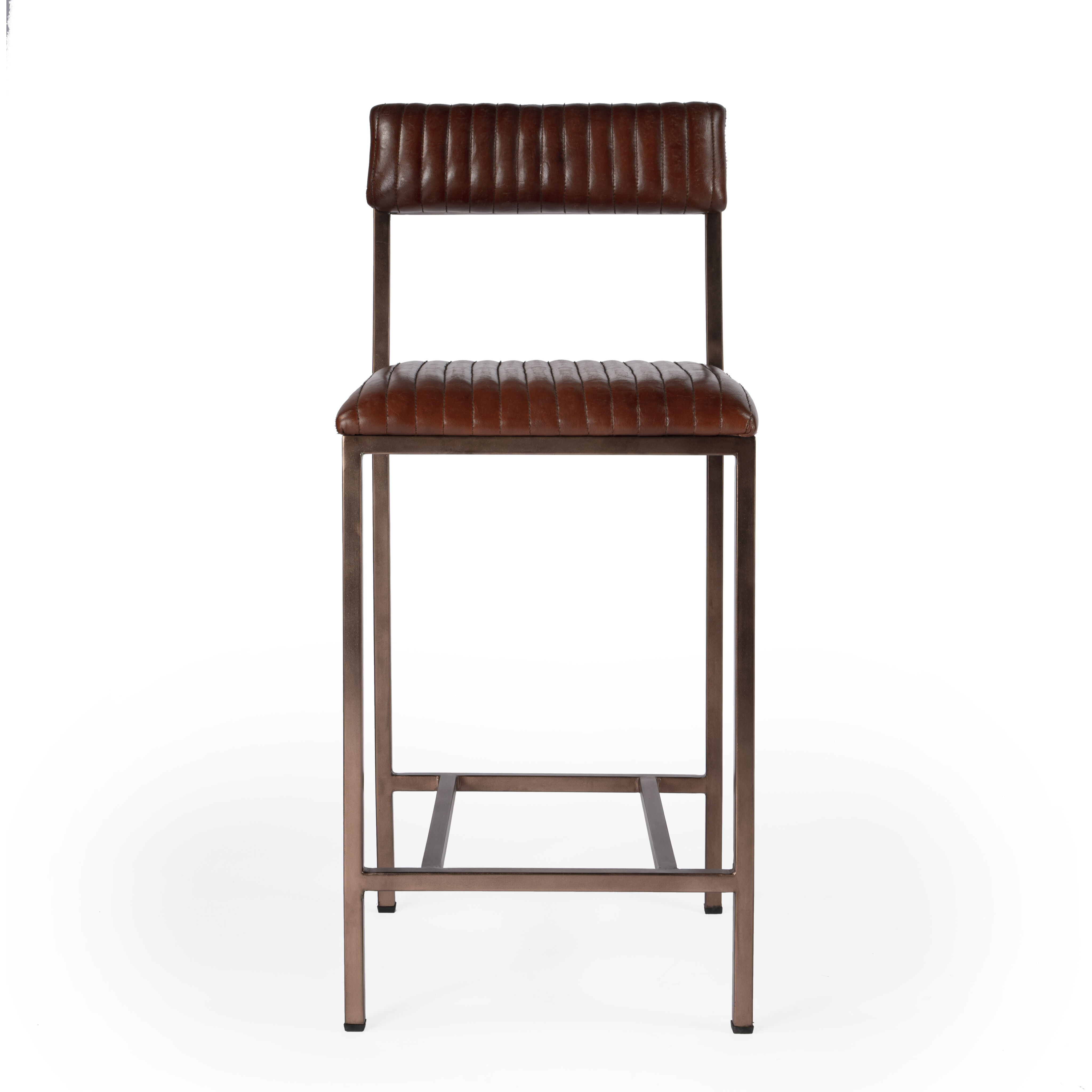 Houston 24" Leather Counter Stool in Medium Brown