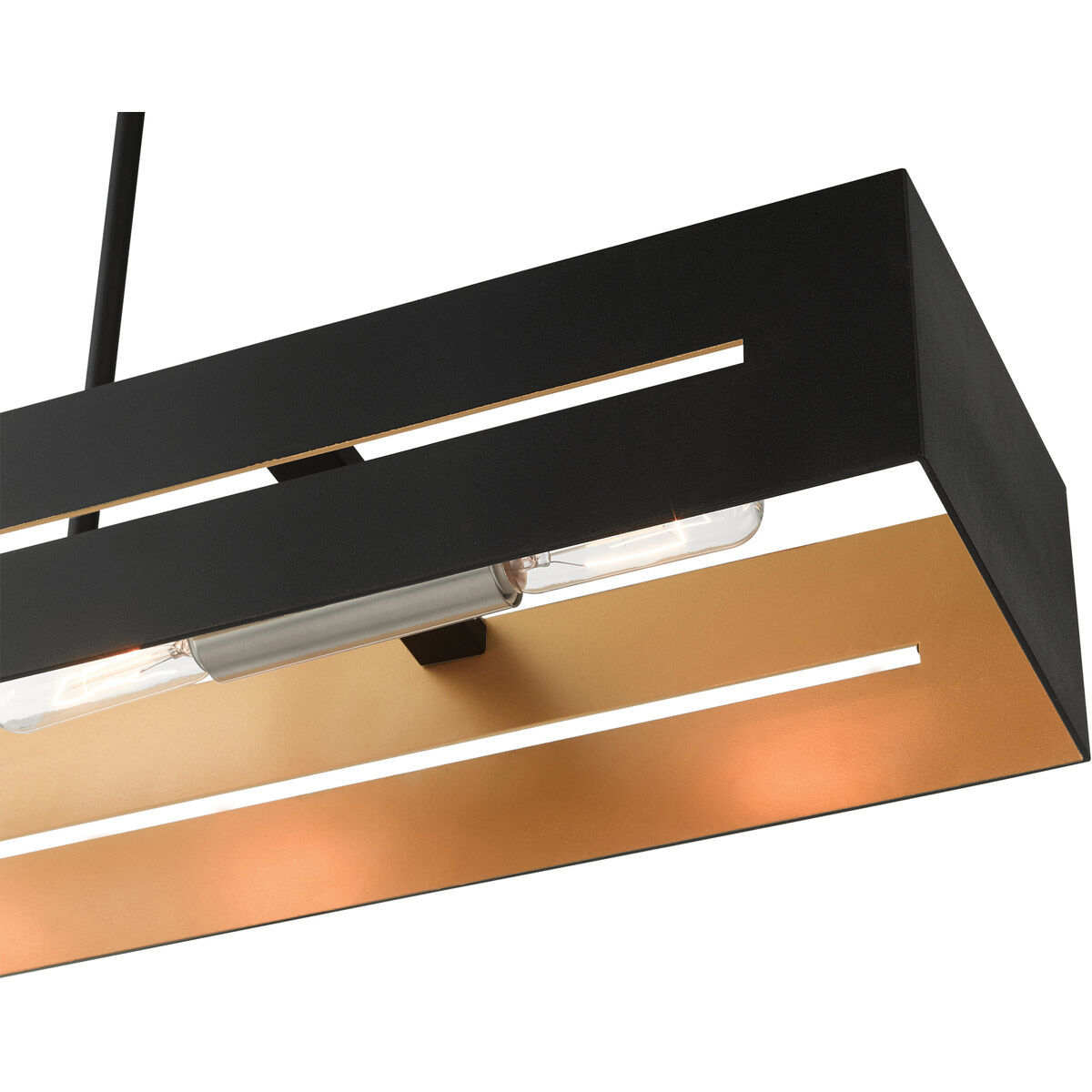 Soma 4 Light 36 inch Textured Black with Brushed Nickel Accents Linear Chandelier Ceiling Light