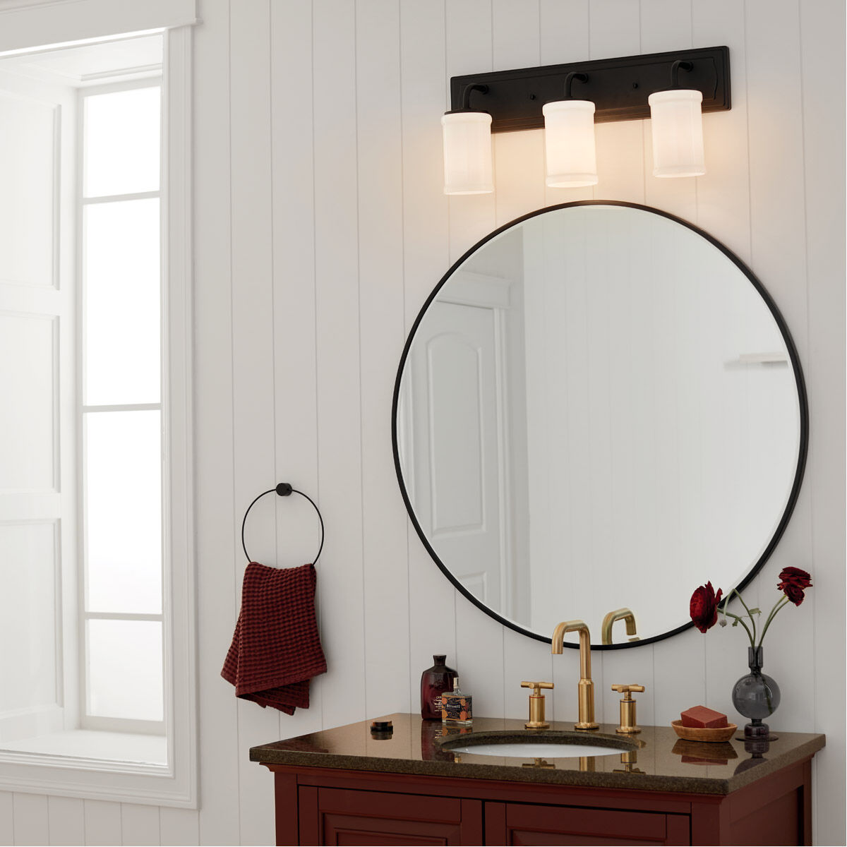 Homestead Vetivene 3 Light 24 inch Textured Black Vanity Light Wall Light, Vetivene
