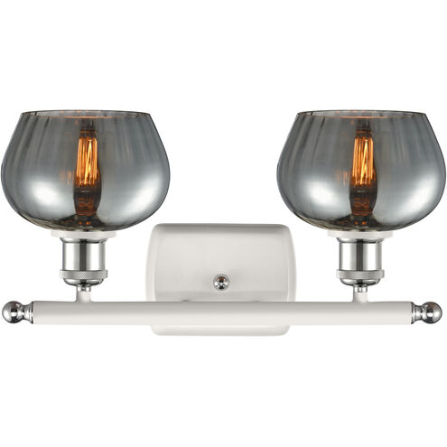 Ballston Fenton 2 Light 16 inch White and Polished Chrome Bath Vanity Light Wall Light in Plated Smoke Glass, Ballston