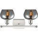 Ballston Fenton 2 Light 16 inch White and Polished Chrome Bath Vanity Light Wall Light in Plated Smoke Glass, Ballston