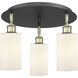 Clymer 3 Light 15.63 inch Black Antique Brass Flush Mount Ceiling Light in Matte White