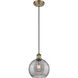 Ballston Athens Deco Swirl 1 Light 8 inch Brushed Brass Cord Hung Mini Pendant Ceiling Light