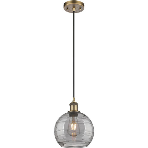 Ballston Athens Deco Swirl 1 Light 8 inch Brushed Brass Cord Hung Mini Pendant Ceiling Light