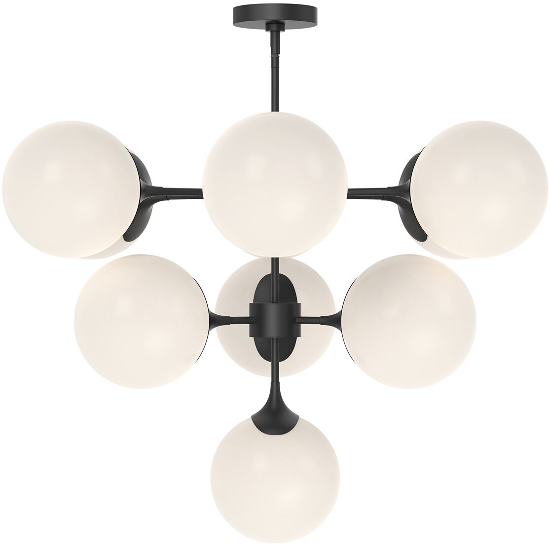 Alora Mood Nouveau 10 Light 34.88 inch Matte Black/Opal Matte Glass Chandelier Ceiling Light