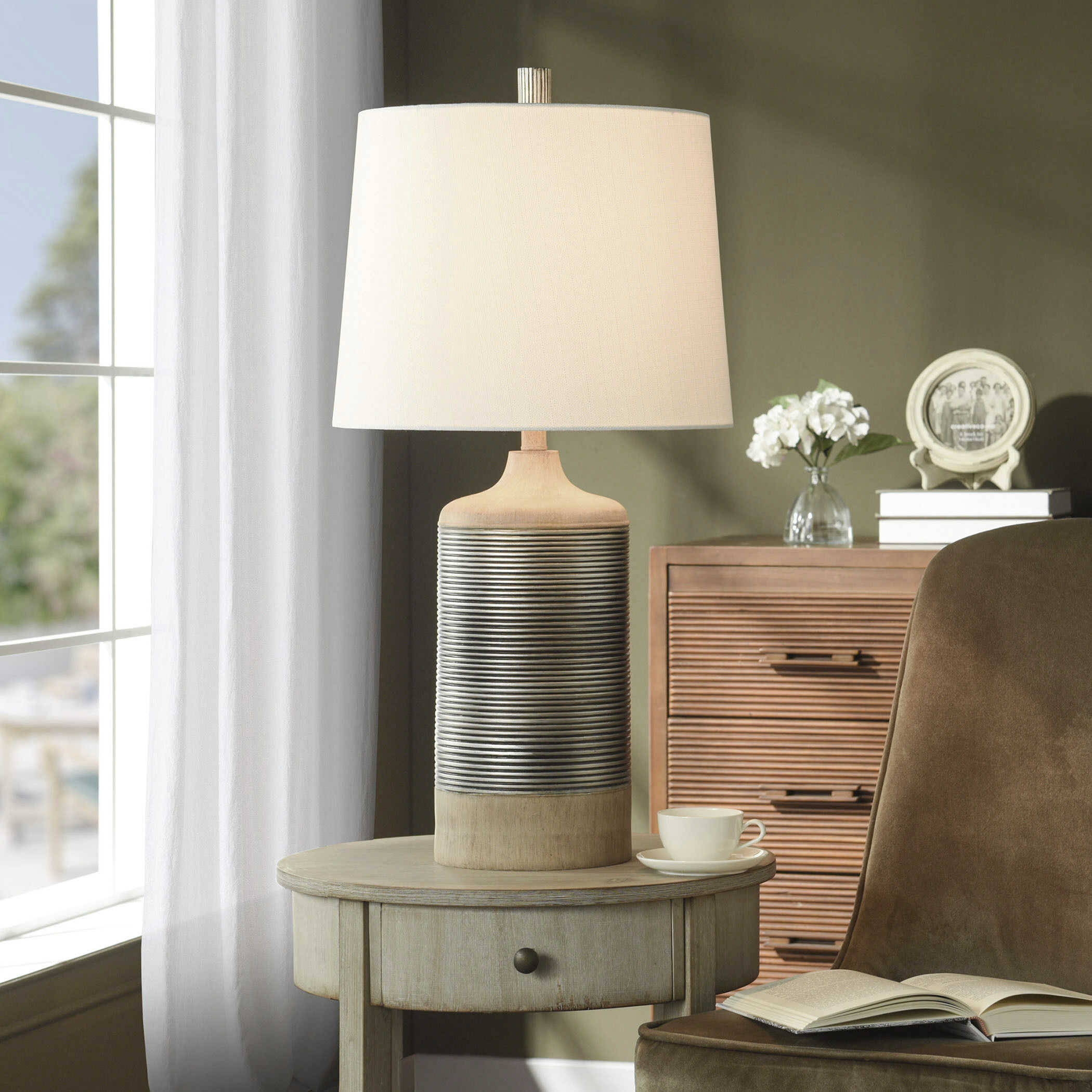 Haverhill 32 inch 150 watt Light Tan and Silver Table Lamp Portable Light