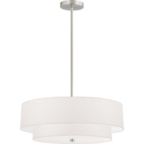 Everly 4 Light 20 inch Satin Chrome with White Pendant Ceiling Light