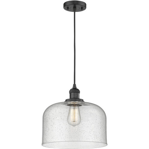 Franklin Restoration Bell 1 Light 12 inch Matte Black Mini Pendant Ceiling Light in Incandescent, Seedy, Franklin Restoration
