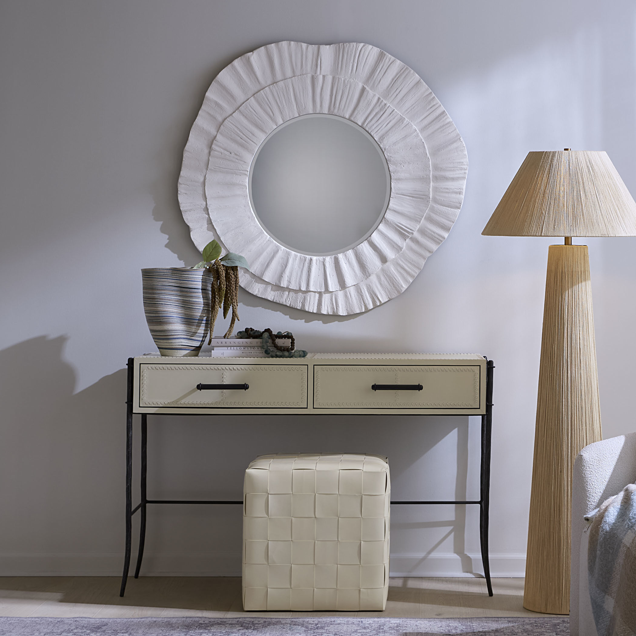 Nevado 50 inch Off White and Black Console Table