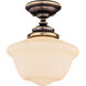 School House 1 Light 10 inch Old Bronze Semi-Flush Ceiling Light