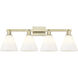 Arcadia Berkshire Glass 4 Light 35 inch Antique Brass Bath Vanity Light Wall Light