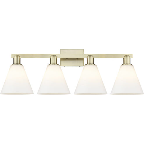 Arcadia Berkshire Glass 4 Light 35 inch Antique Brass Bath Vanity Light Wall Light