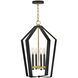 Sammi 4 Light 17 inch Black with Lacquered Brass Pendant Ceiling Light