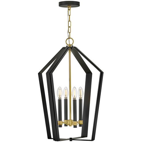 Sammi 4 Light 17 inch Black with Lacquered Brass Pendant Ceiling Light